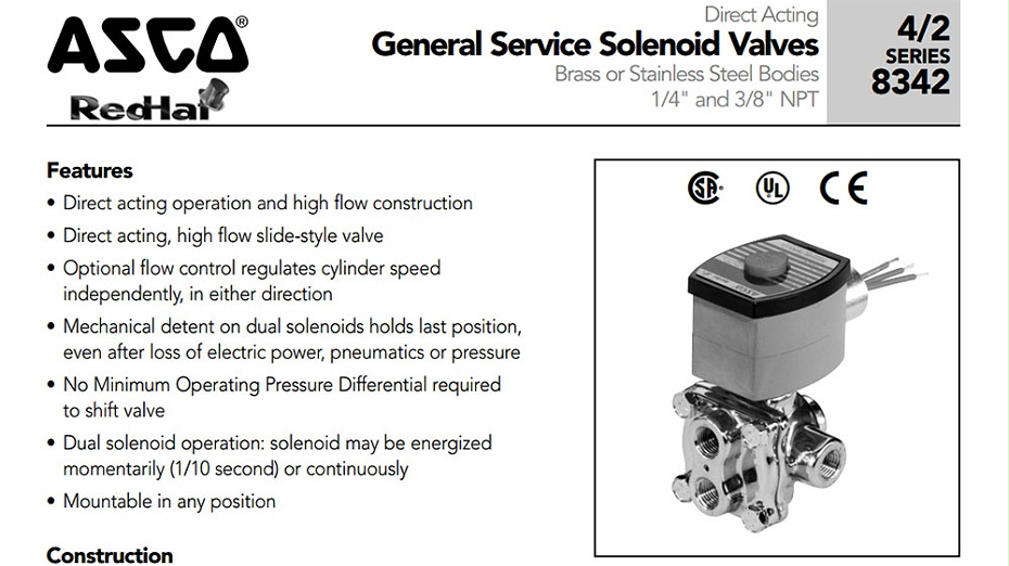ASCO四通电磁阀EFHB8342G701选型指导